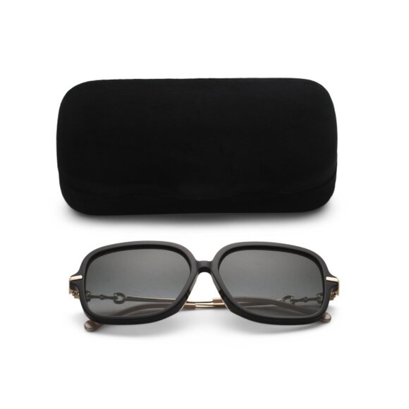 GUCCI BLACK/GOLD 58mm Oval Sunglasses - Picture 1 of 2